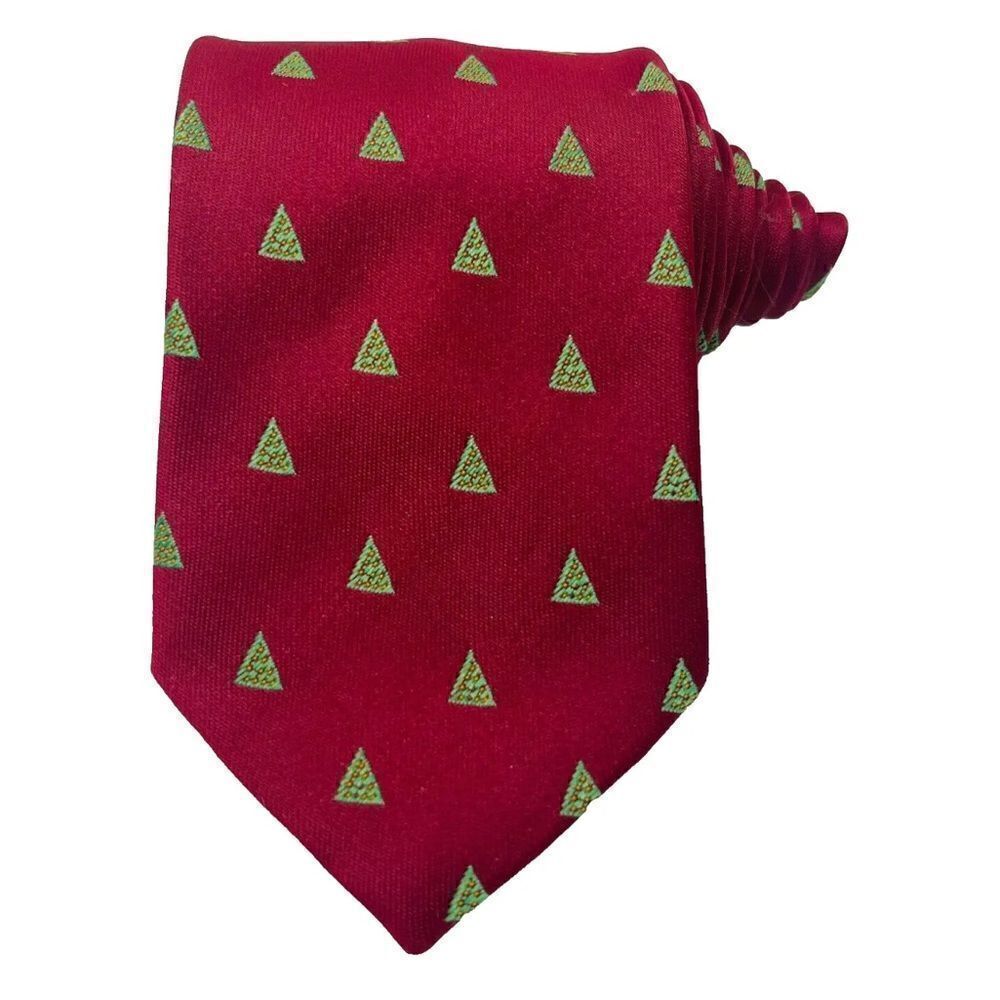 Avon Vintage 1985 Men's Holiday Maroon Necktie with Christmas Tree Print Tie